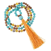 Edelsteinmala Kette Amazonit, Bernstein (Selbstbestimmung)
